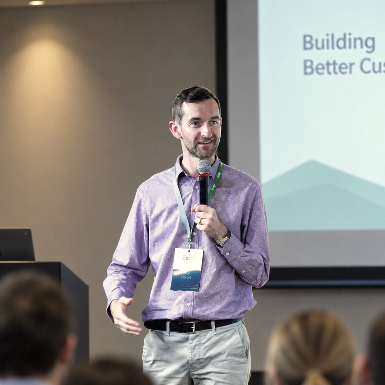 Paul Condon speaking at a customer success event