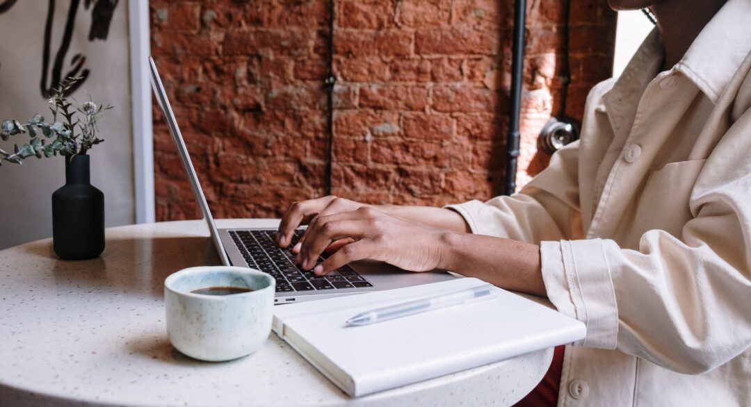 Customer working at a laptop